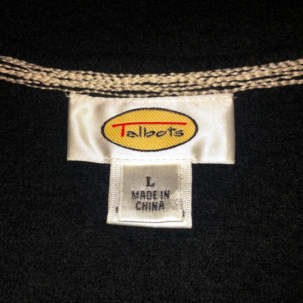 Talbots L Decorative Embroidered Stitched Sweater Full Zip - Picture 3 of 6